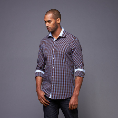 Button-Up //  Brown + Light Blue Check (S)