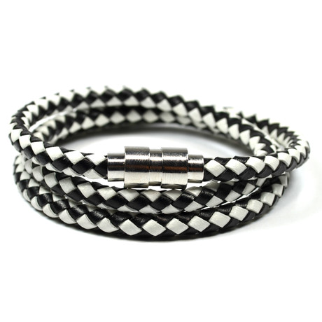 Wraparound Leather Bracelet // Black and White