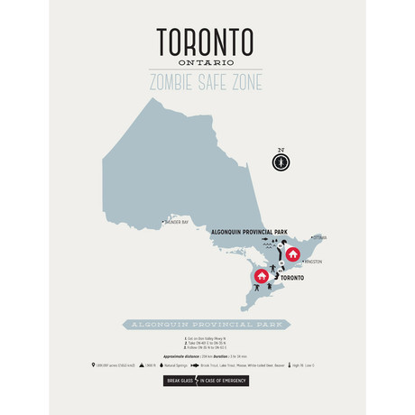 Zombie Safe Zone Map // Toronto (Steel Blue)