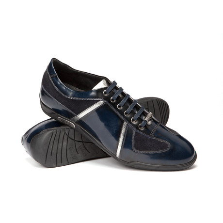 Versace Collection // Patent Leather + Suede Sneaker // Navy (Euro: 45)