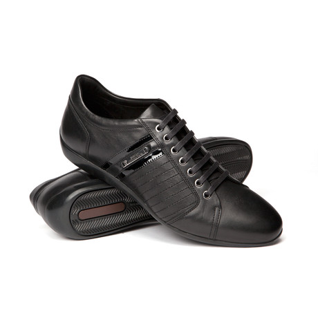 Versace Collection // Leather Sneaker // Black  (Euro: 40)