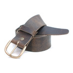 Plain & Simple Leather Belt // Gold/Brass Buckle // Crazyhorse Brown (24"-26")