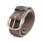 Plain & Simple Leather Belt // Gold/Brass Buckle // Crazyhorse Brown (24"-26")