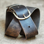 Plain & Simple Leather Belt // Gold/Brass Buckle // Crazyhorse Brown (24"-26")