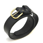 Plain & Simple Leather Belt // Gold/Brass Buckle // Black (24"-26")