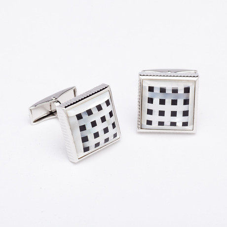 Mother of Pearl + Onyx Checkered Cufflinks