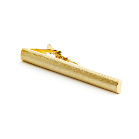 Textured Gold Tone Tie Bar