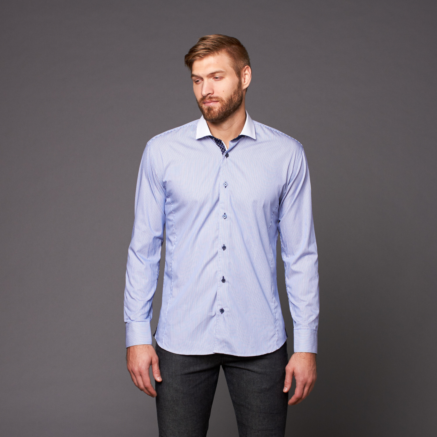 Dress Shirt // Classic Navy Stripe (XS) - Maceoo - Touch of Modern