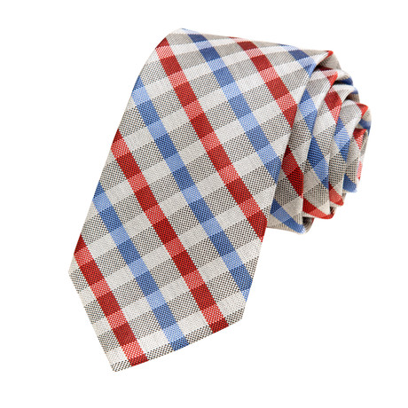 Silk Tie // Red Heathered Check