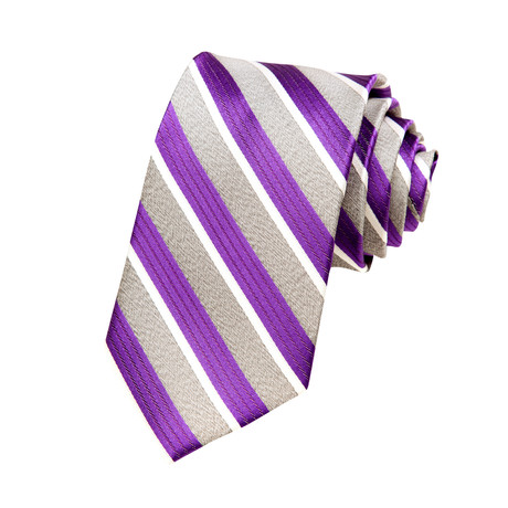 Silk Tie // Purple Satin Stripe