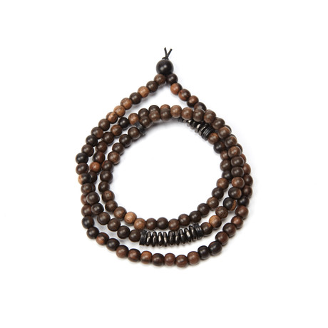 African Wood Bead Bracelet // Brown (S (7” Wrist))
