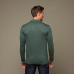Utku Silk + Cashmere Long Sleeve Polo // Digitial Green (2XL)