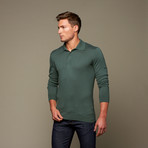 Utku Silk + Cashmere Long Sleeve Polo // Digitial Green (S)