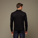 Utku Silk + Cashmere Long Sleeve Polo // Black (M)