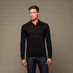 Utku Silk + Cashmere Long Sleeve Polo // Black (L)