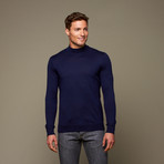 Utku Silk + Cashmere High Crew-Neck Sweater // Navy (XL)