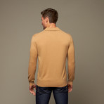 Cashmere Long-Sleeve Polo // Camel (S)