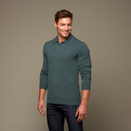 Cashmere Long-Sleeve Polo // Digitial Green (XL)