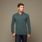 Cashmere Long-Sleeve Polo // Digitial Green (S)