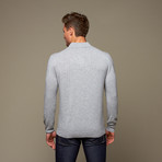 Silk & Cashmere // Cashmere Long-Sleeve Polo // Light Grey Melange (XL)