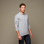 Silk & Cashmere // Cashmere Long-Sleeve Polo // Light Grey Melange (XL)