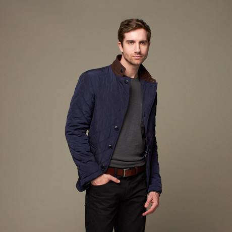 Ron Tomson // Quilted Coat // Navy (M)