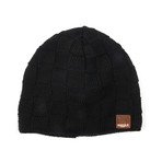 Check Wool Blend Beanie // Black