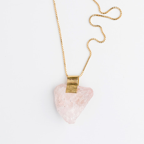 Quartz Necklace // Rose (30" Chain)