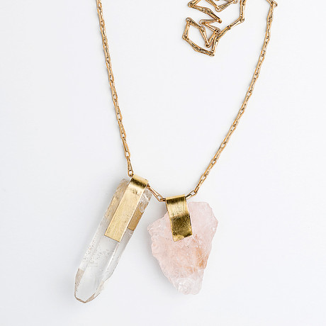 Clear Quartz + Rose Quartz Necklace