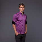 Button Up Shirt // Purple + Black (M)