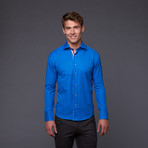 Bespoke // Button Up Shirt // Blue + Peach (S)