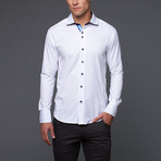 Button Up Shirt // White + Navy (S)