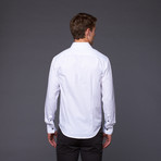 Button Up Shirt // White + Navy (S)