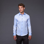 Button Up Shirt // Light Blue + Red (S)