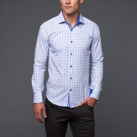 Button Up Shirt // Blue Pattern (XL)