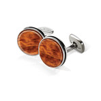 Bubinga Bordered Round Cufflink