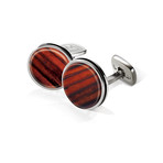 Cocobolo Bordered Round Cufflink