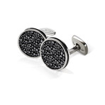 Black Stingray Bordered Round Cufflink