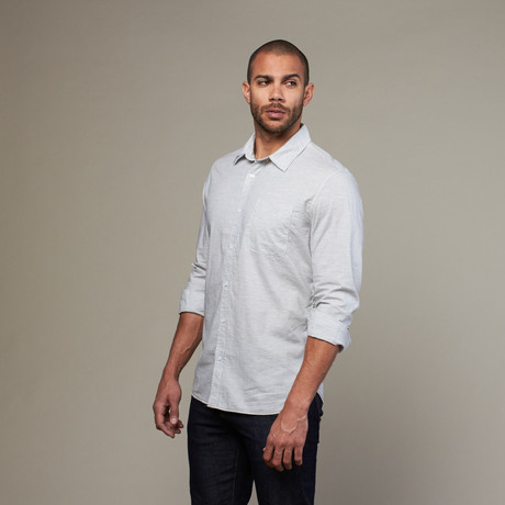 Muted Horizontal Stripe Shirt // Light Grey (S)