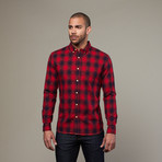 Retro Dobby Plaid Shirt // Red (XL)