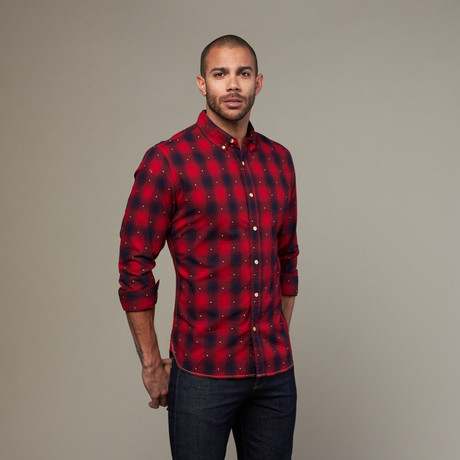 Retro Dobby Plaid Shirt // Red (S)