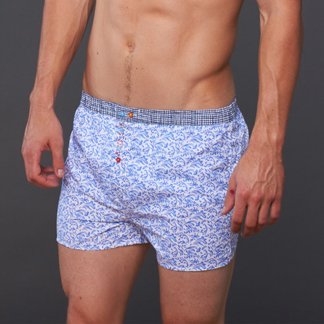 Color Code // Leafed Out Boxer // Blue + White (S)