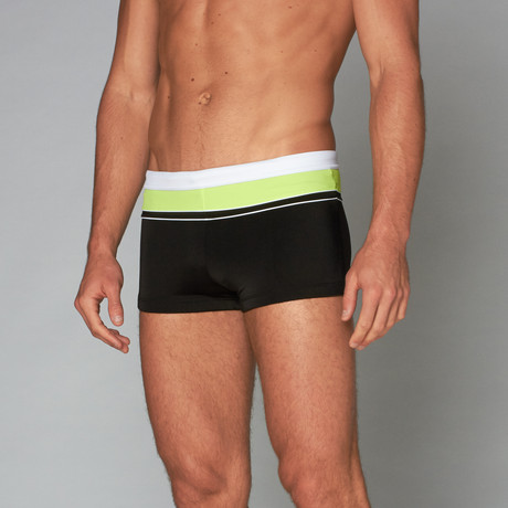 Marino Swim Trunk // Black + Citrus + White (S)