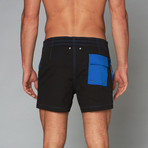 Madeira Swim Shorts // Black + Royal (XL)