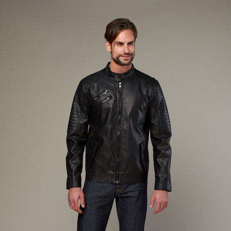 Urban Republic // Moto Topstitch Sleeve Jacket // Black (S)