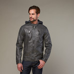 Urban Republic // Topstitch Hooded Jacket // Charcoal (S)