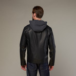 Urban Republic // Topstitch Hooded Jacket // Black (S)