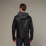 Urban Republic // Topstitch Hooded Jacket // Black (L)