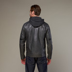 Urban Republic // Moto Hooded Jacket // Charcoal (M)