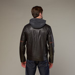 Moto Hooded Jacket // Dark Brown (L)